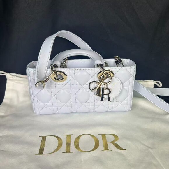 Pre-Owned Dior Lady D-Joy Micro Bag in White Patent Cannage Leather with Gold Ha - Picture 1 of 15
